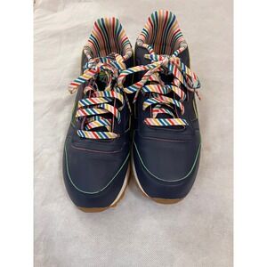 Reebok Classic 320 Women's Navy 5.5 Sneaker with Rainbow Stripe laces
